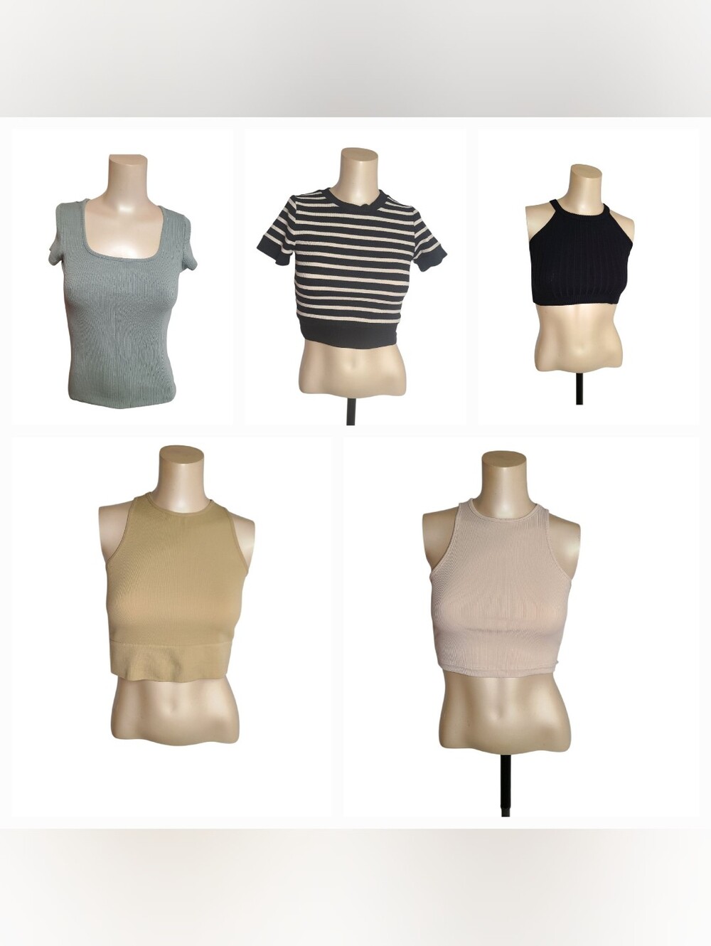 Bundle of 5 Crop Tops & Tees XS Shein Atelier Cyrus Jo&Co Ribbed